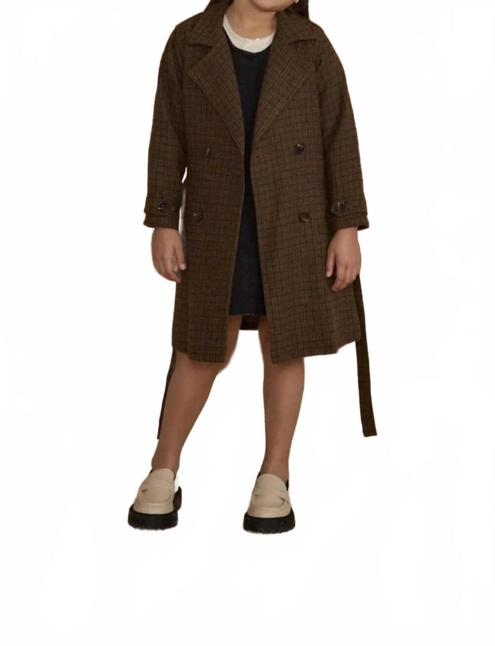 NEW RYLEE + CRU girls rustic trench coat in brown